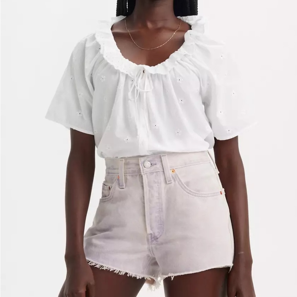 Levis 501 Jean Shorts Button High Waist Lavender Purple